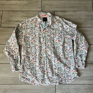Tommy Bahama Striped Floral Button Up w/hidden pocket & Flip Cuff size XL